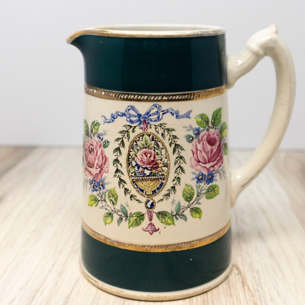 Vintage Johnson Bro England Floral Pitcher Creamer Cottagecore Rose Transferware